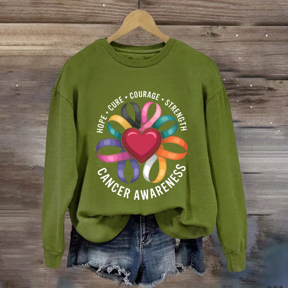 Hope Cure Courage Colorful Heart Sweatshirt