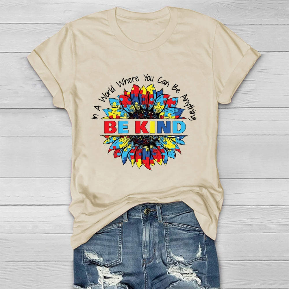 In A World Where You Can Be Anything Be Kind Puzzle Sunflower Healthwear T-shirt