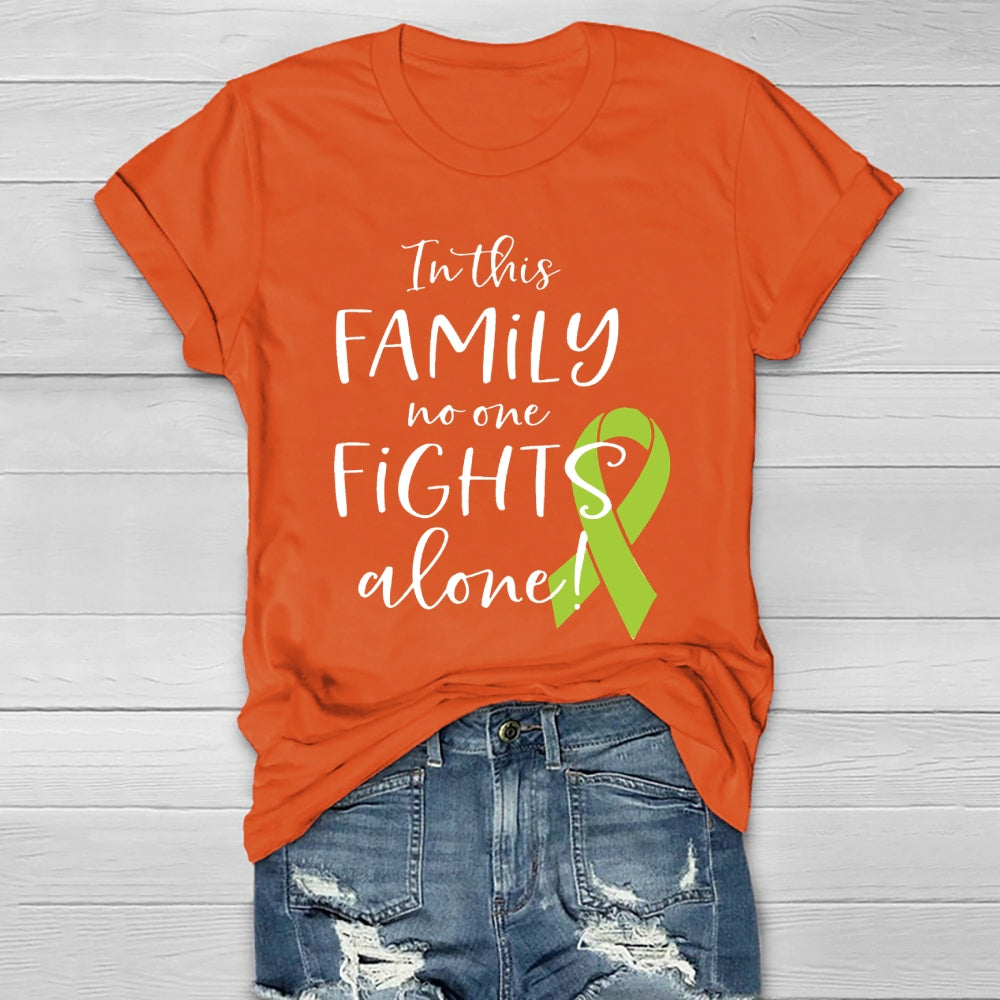 In This Family No One Fights Alone Green Ribbon Healthwear T-shirt