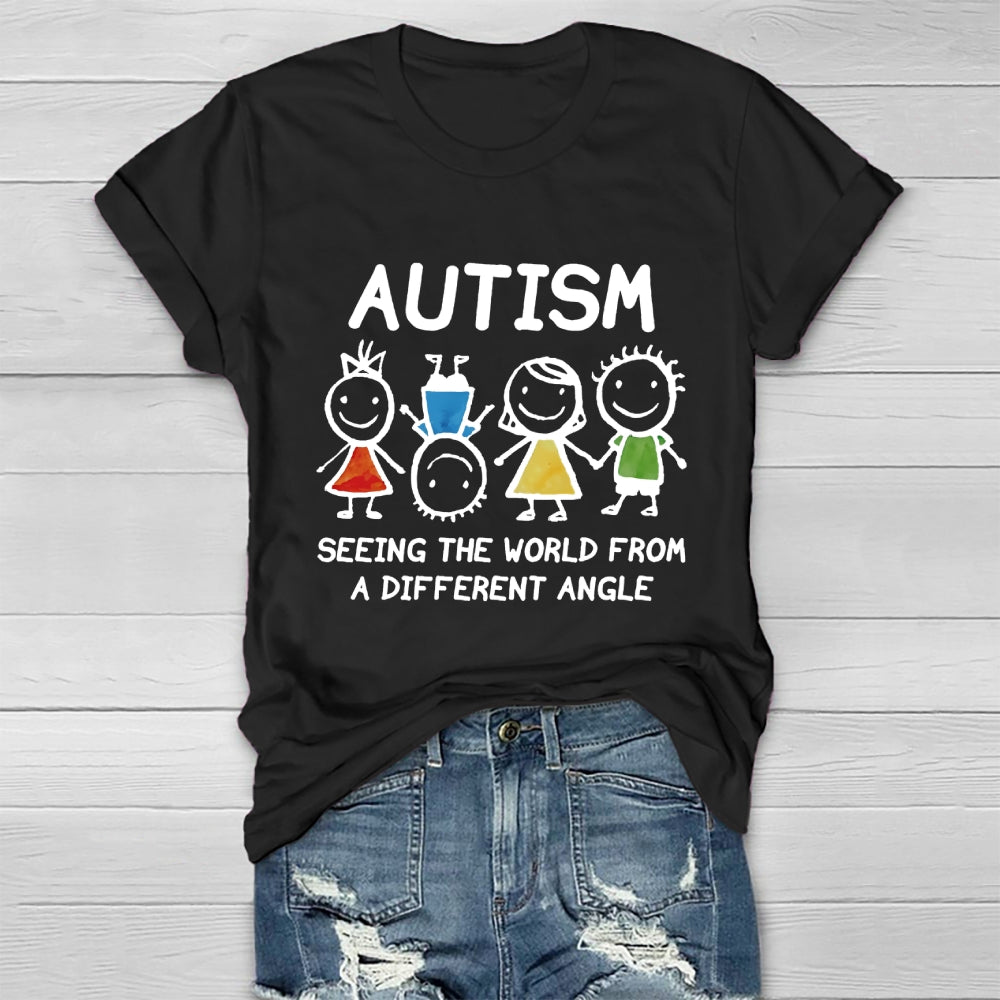 Autism Seeing The World From A Different Angle Autism Gifts Healthwear T-shirt