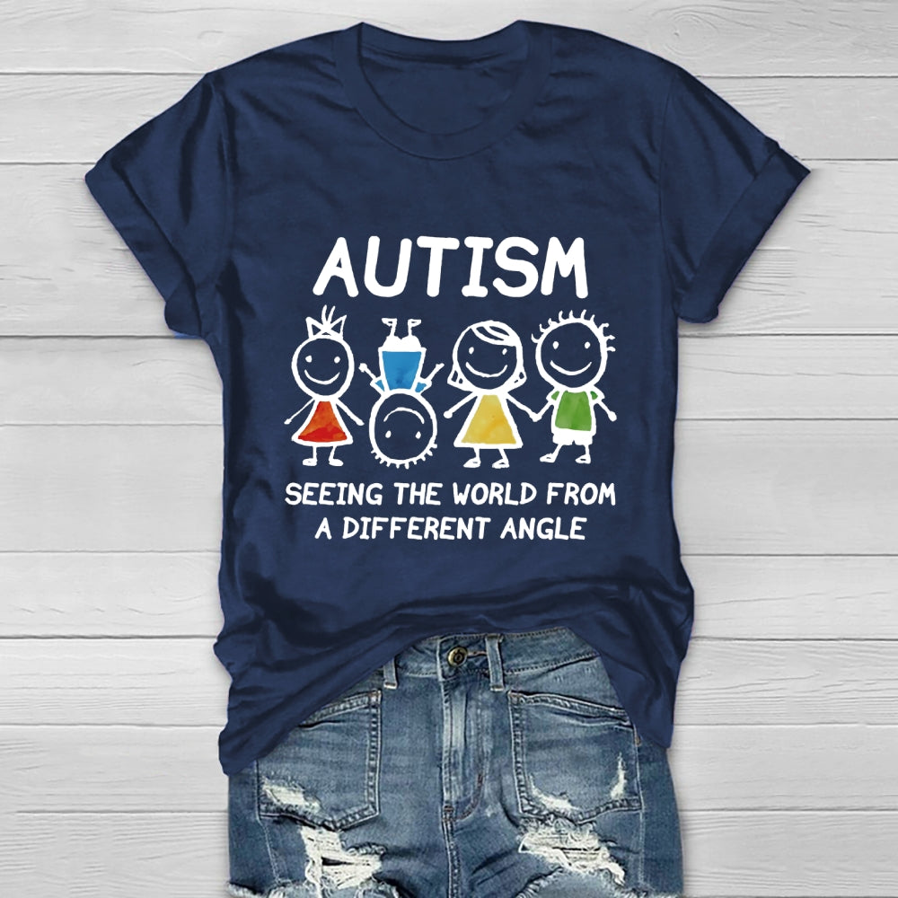 Autism Seeing The World From A Different Angle Autism Gifts Healthwear T-shirt