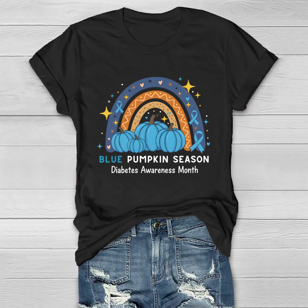 Blue Pumpkin Season Diabetes Awareness Month Healthwear T-shirt