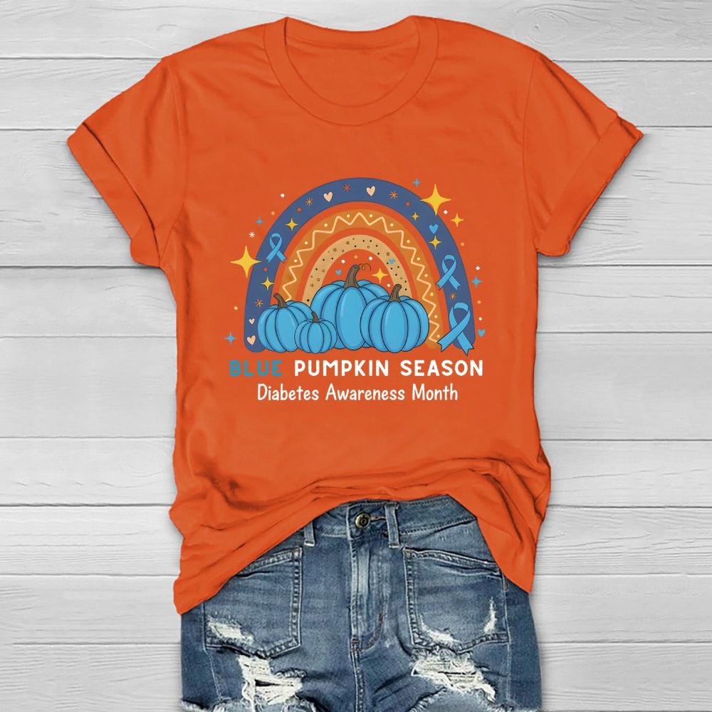 Blue Pumpkin Season Diabetes Awareness Month Healthwear T-shirt
