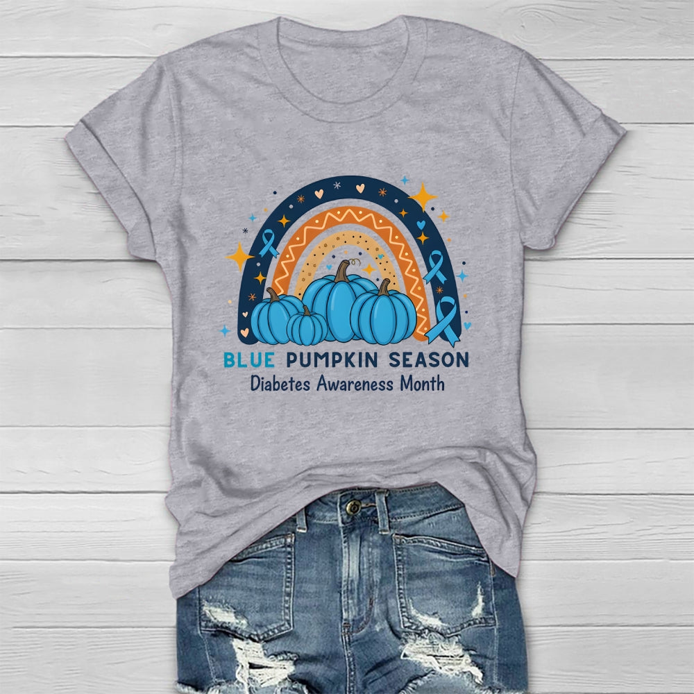 Blue Pumpkin Season Diabetes Awareness Month Healthwear T-shirt