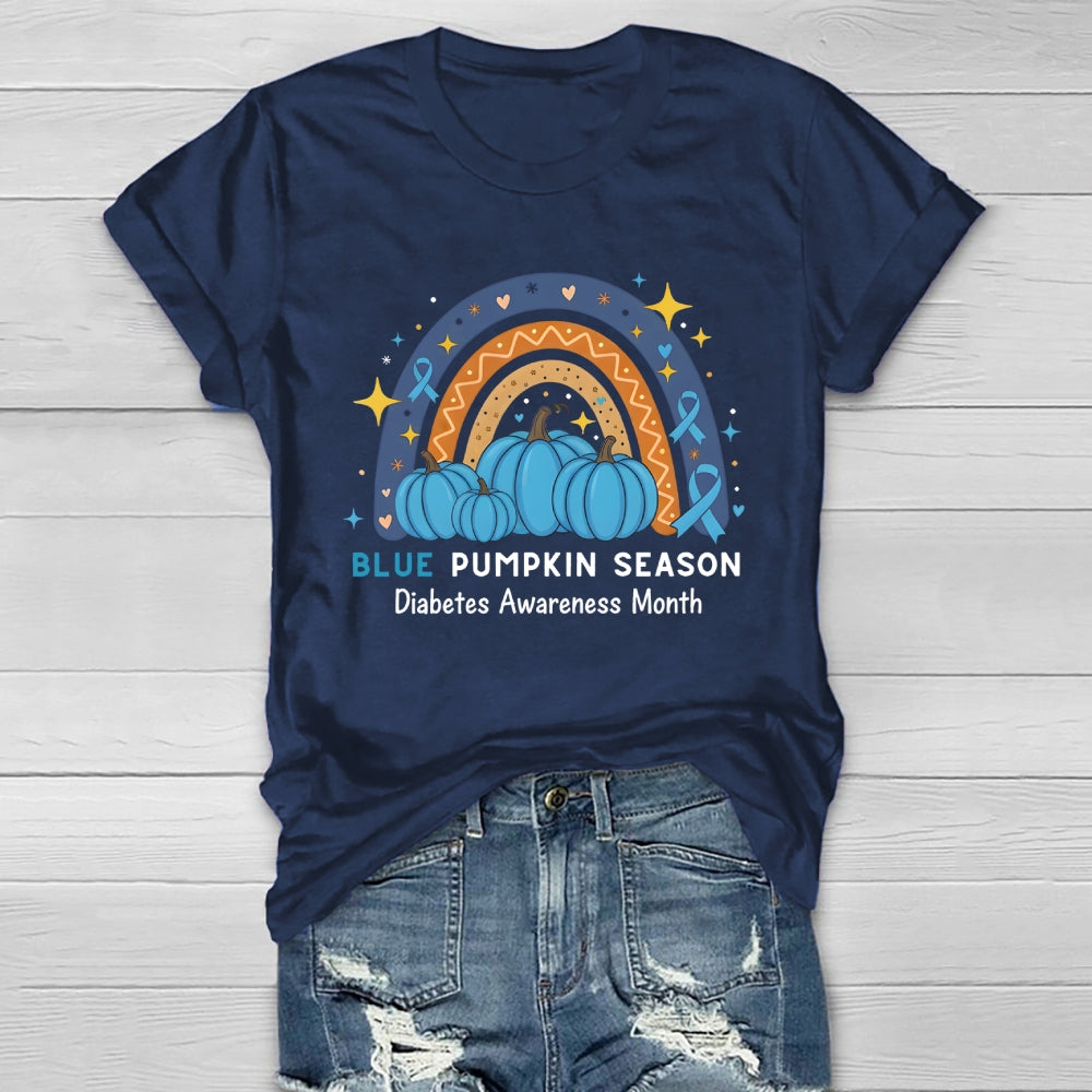 Blue Pumpkin Season Diabetes Awareness Month Healthwear T-shirt