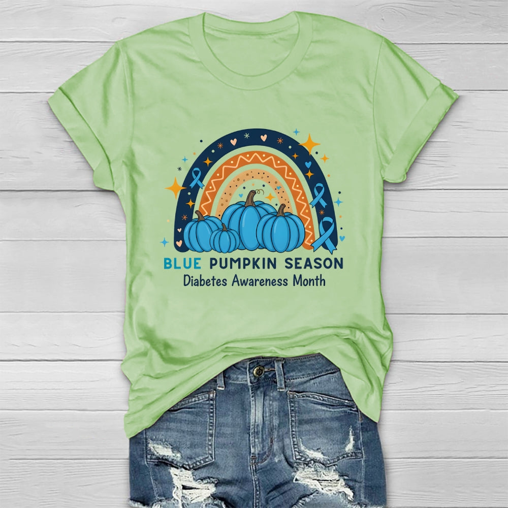 Blue Pumpkin Season Diabetes Awareness Month Healthwear T-shirt