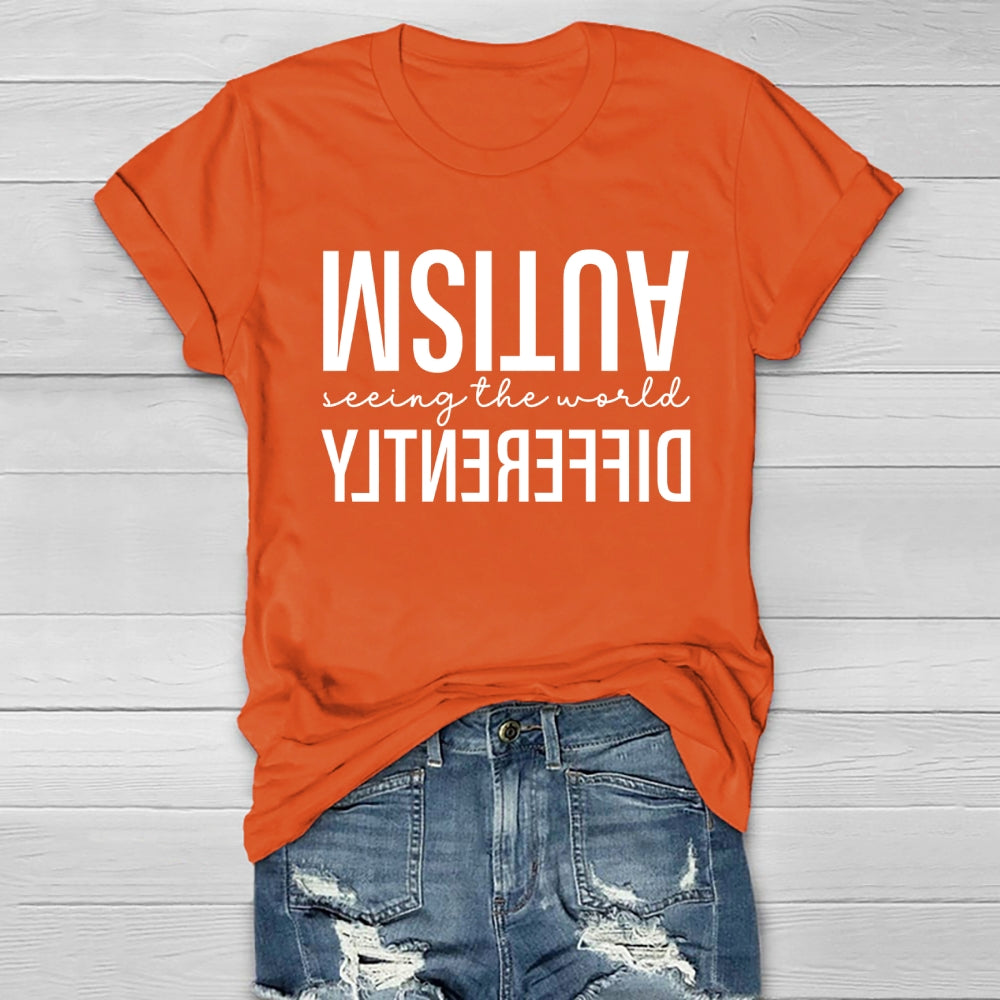 Autism Seeing The World Differently Letters Healthwear T-shirt