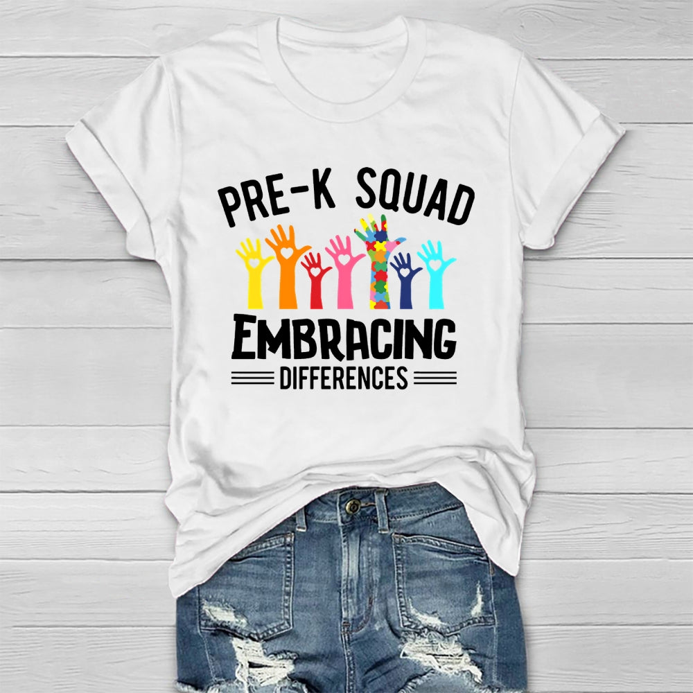 Pre K Squad Embracing Differences Healthwear T-shirt