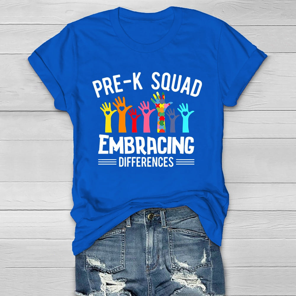 Pre K Squad Embracing Differences Healthwear T-shirt