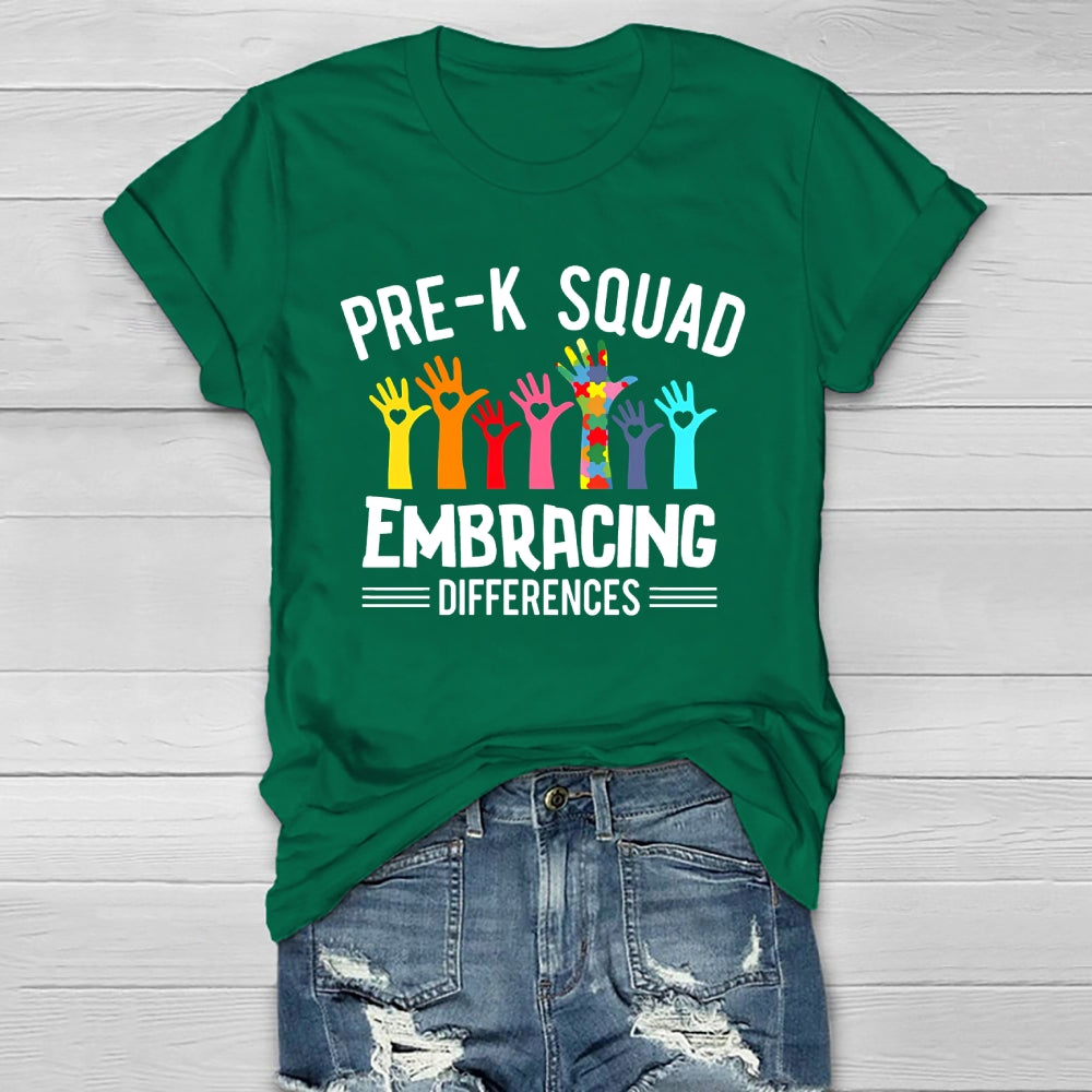Pre K Squad Embracing Differences Healthwear T-shirt