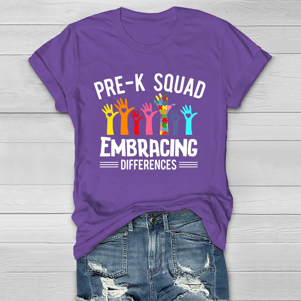 Pre K Squad Embracing Differences Healthwear T-shirt