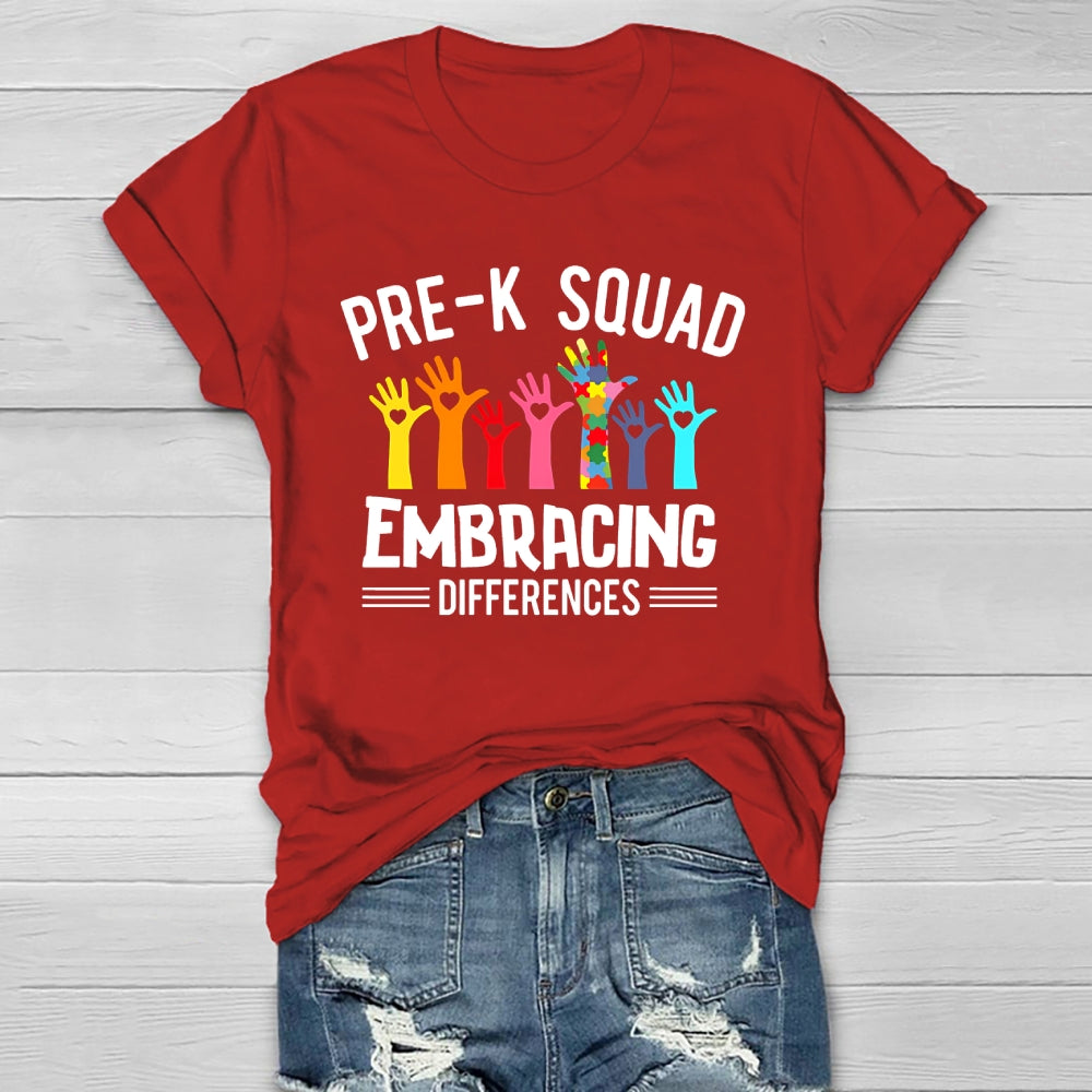 Pre K Squad Embracing Differences Healthwear T-shirt