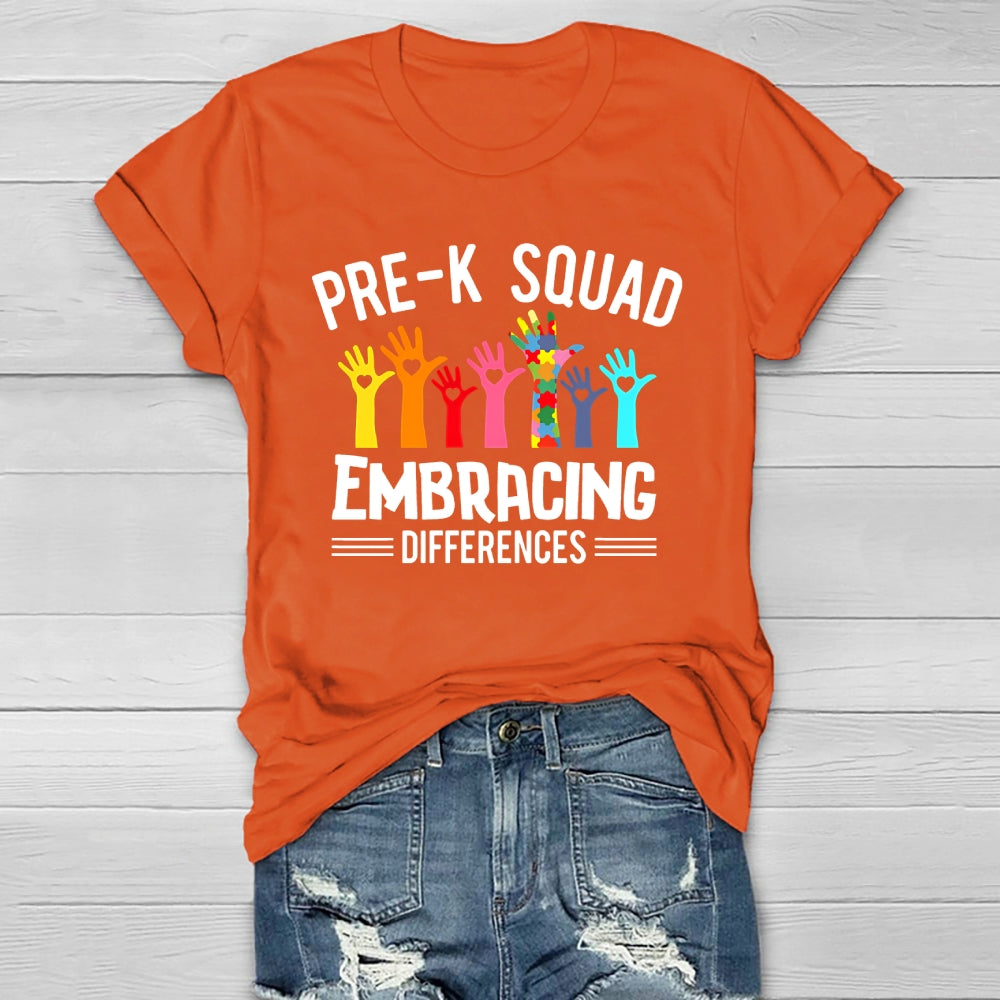 Pre K Squad Embracing Differences Healthwear T-shirt