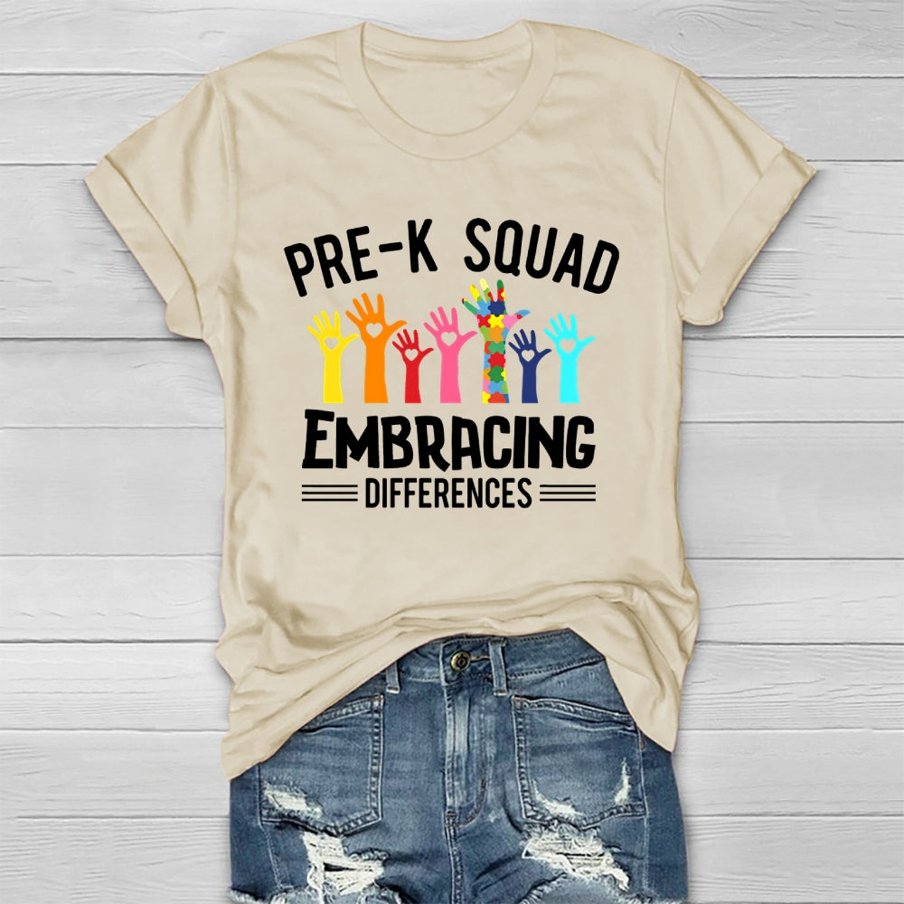 Pre K Squad Embracing Differences Healthwear T-shirt