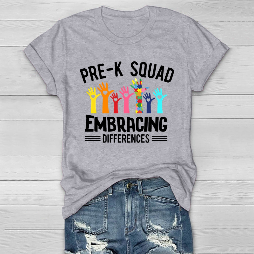 Pre K Squad Embracing Differences Healthwear T-shirt