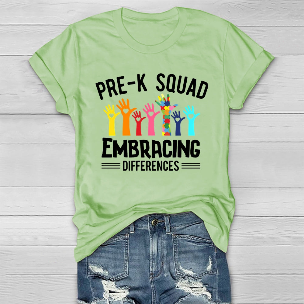 Pre K Squad Embracing Differences Healthwear T-shirt