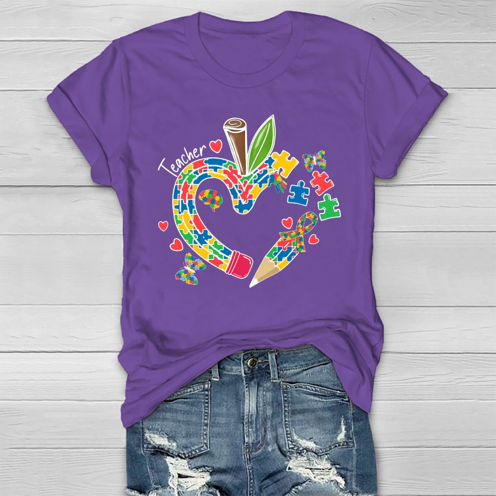 Teacher Puzzle Pencil Healthwear T-shirt