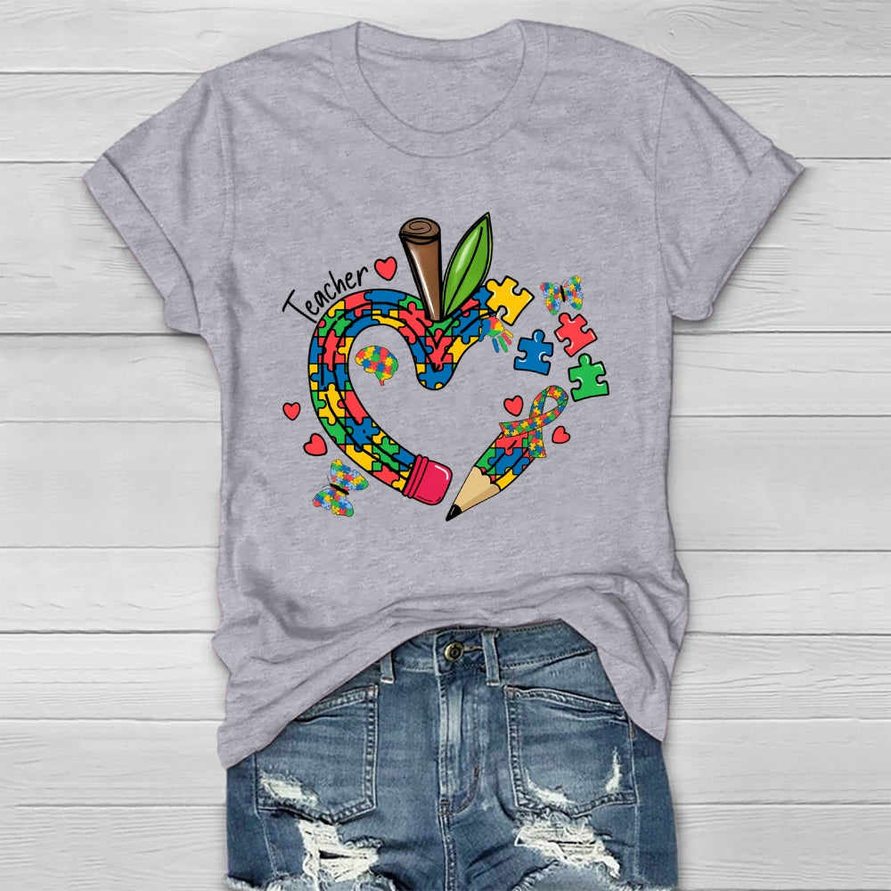 Teacher Puzzle Pencil Healthwear T-shirt