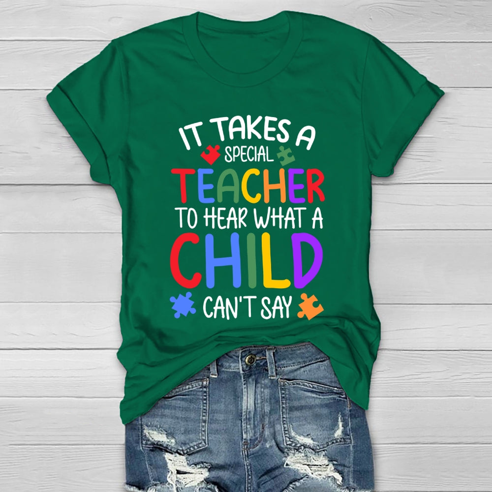 It Takes A Special Teacher To Hear What A Child Cannot Say Colorful Puzzle Healthwear T-shirt