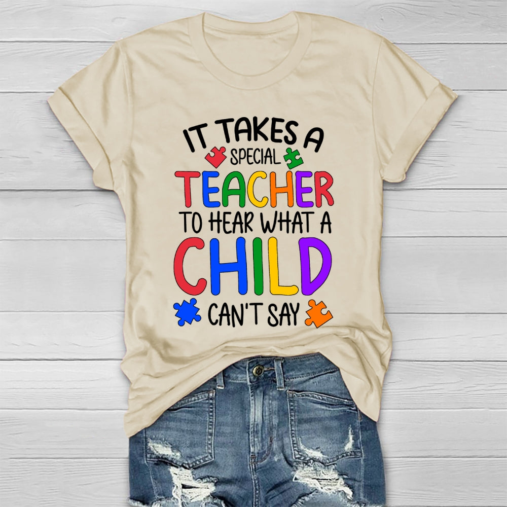 It Takes A Special Teacher To Hear What A Child Cannot Say Colorful Puzzle Healthwear T-shirt
