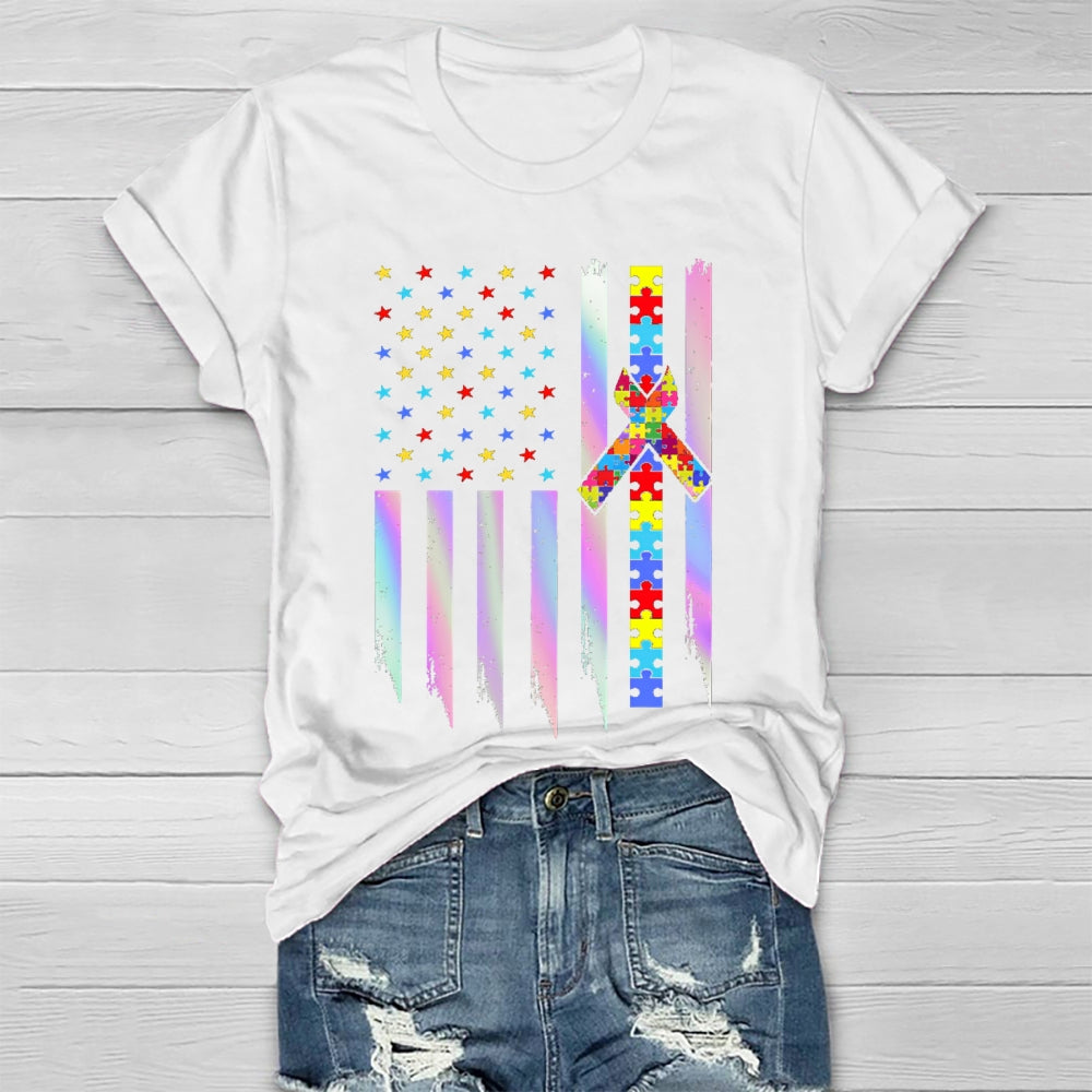 Autism Awareness Colorful Puzzle Star Healthwear T-shirt