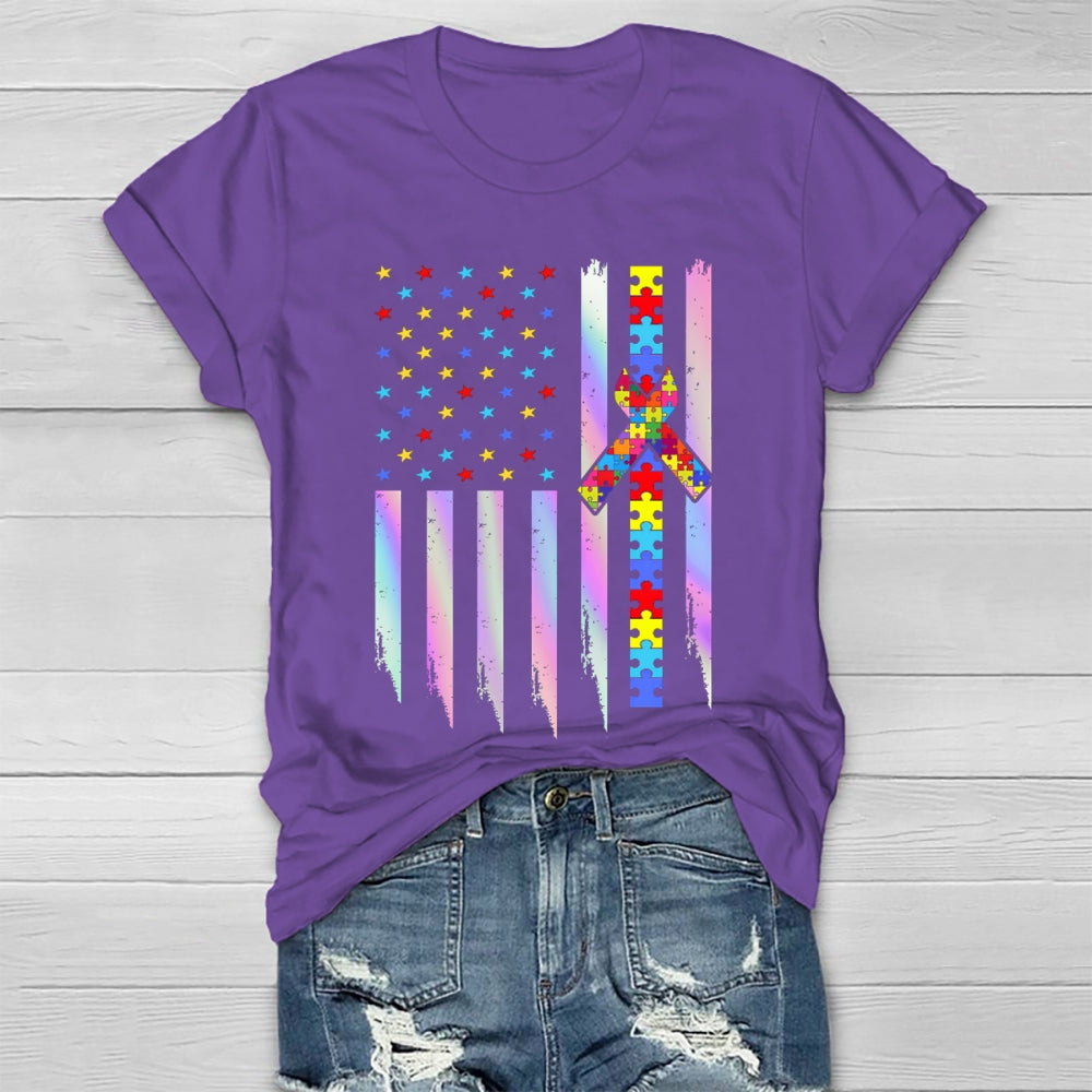 Autism Awareness Colorful Puzzle Star Healthwear T-shirt
