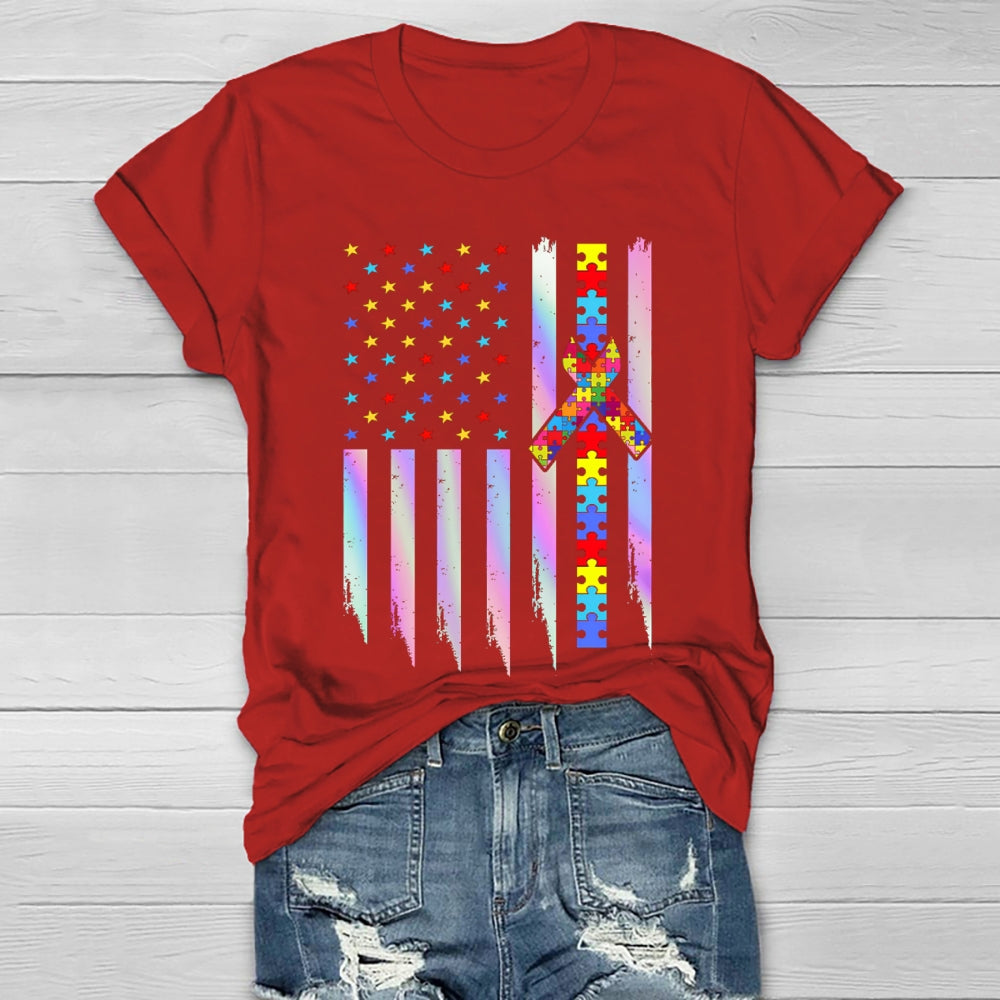 Autism Awareness Colorful Puzzle Star Healthwear T-shirt