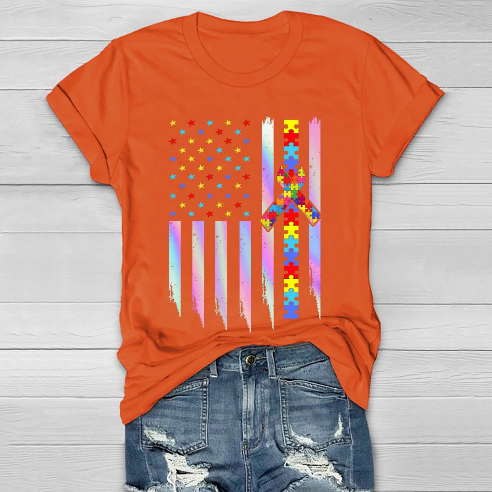 Autism Awareness Colorful Puzzle Star Healthwear T-shirt