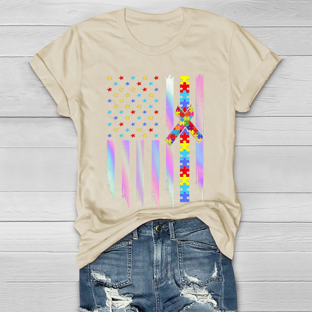Autism Awareness Colorful Puzzle Star Healthwear T-shirt