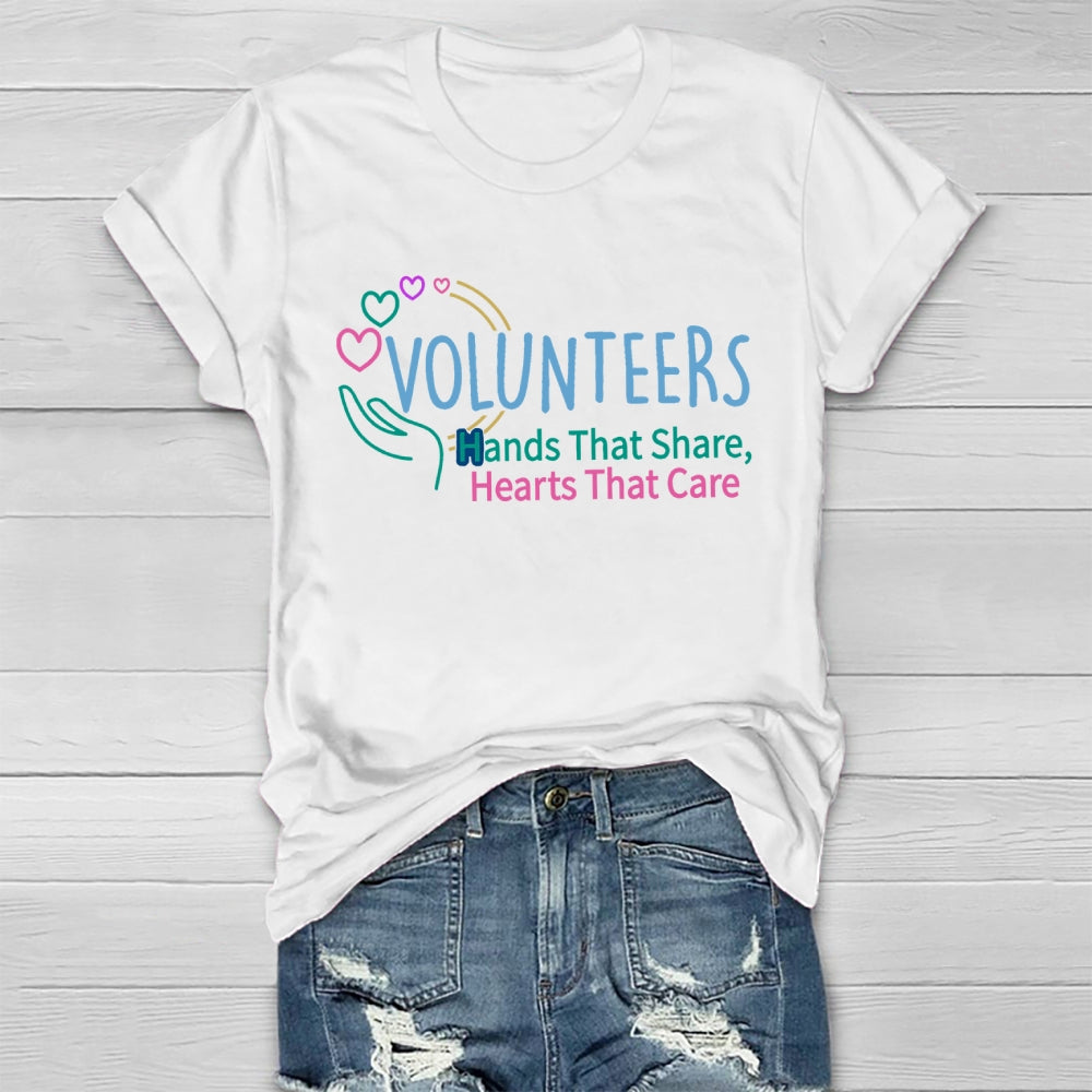 Volunteers Hand That Share Hearts That Care Healthwear T-shirt