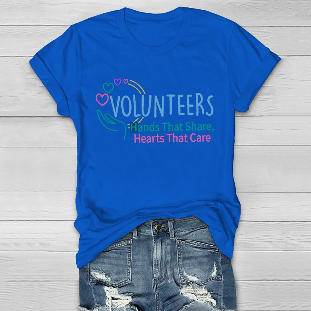 Volunteers Hand That Share Hearts That Care Healthwear T-shirt