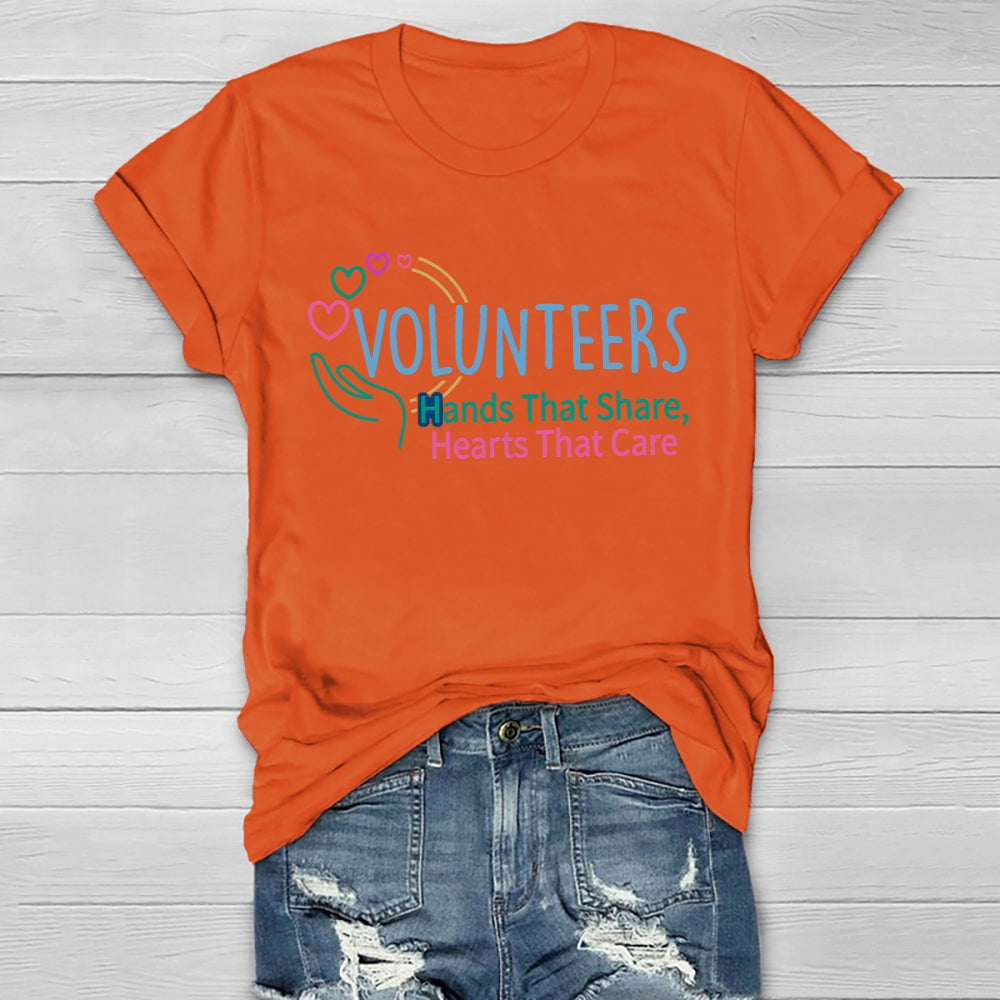 Volunteers Hand That Share Hearts That Care Healthwear T-shirt