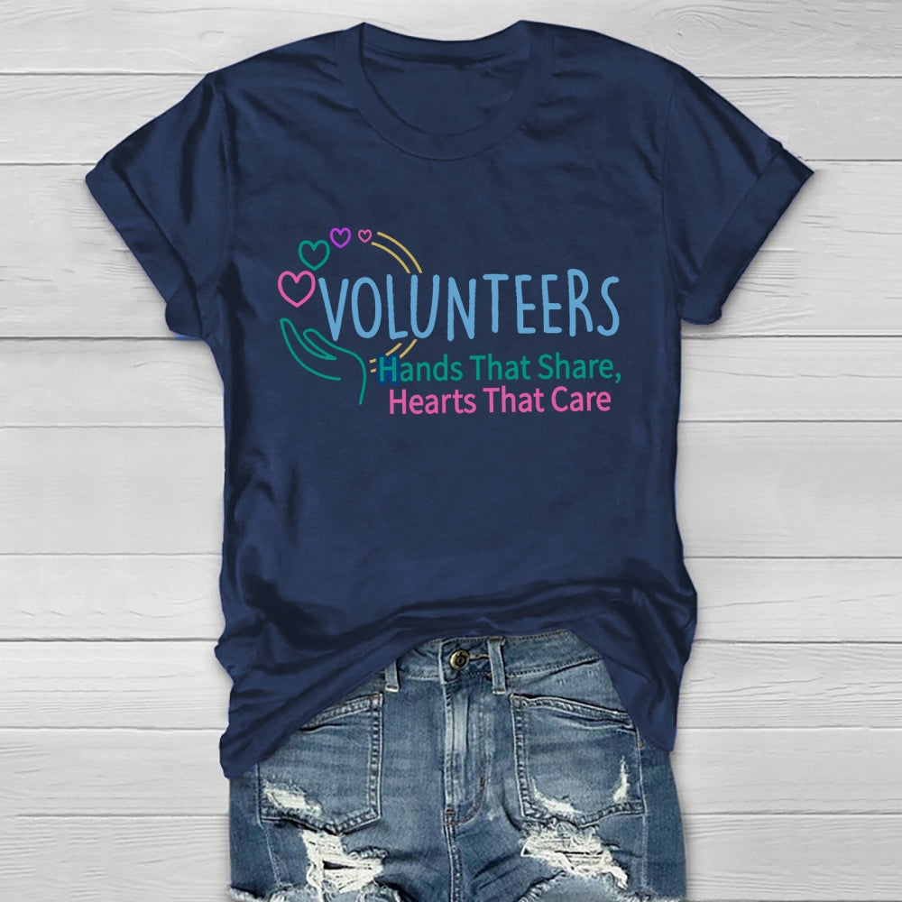 Volunteers Hand That Share Hearts That Care Healthwear T-shirt