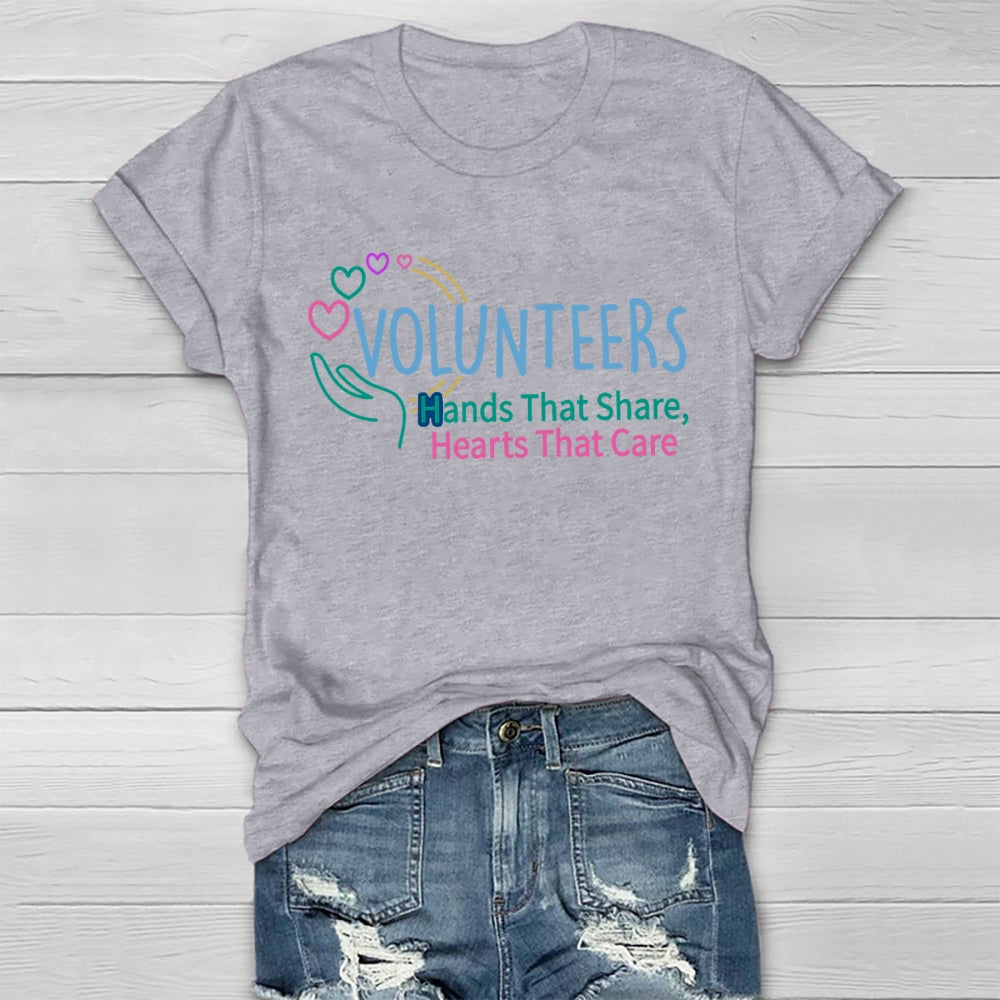 Volunteers Hand That Share Hearts That Care Healthwear T-shirt