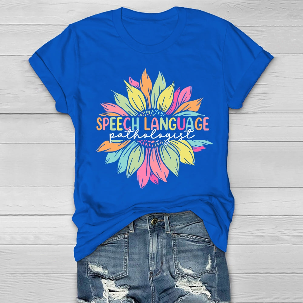 Speech Language Pathologist Sunflower Healthwear T-shirt