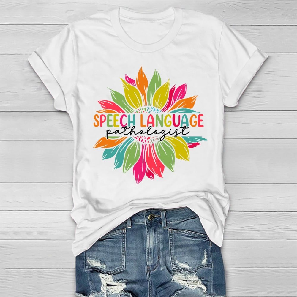 Speech Language Pathologist Sunflower Healthwear T-shirt