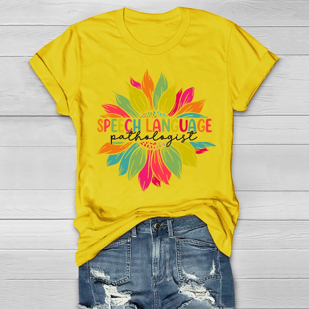 Speech Language Pathologist Sunflower Healthwear T-shirt