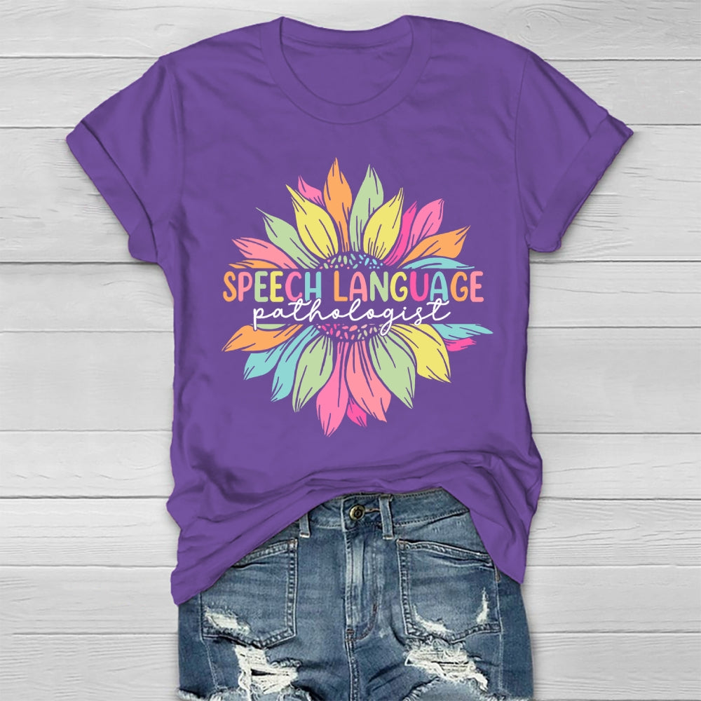 Speech Language Pathologist Sunflower Healthwear T-shirt