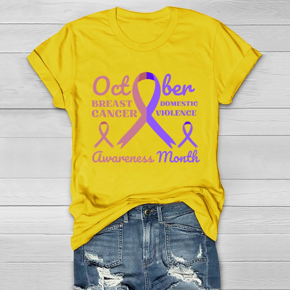 October Breast Cancer And Domestic Violence Awareness Month Healthwear T-shirt