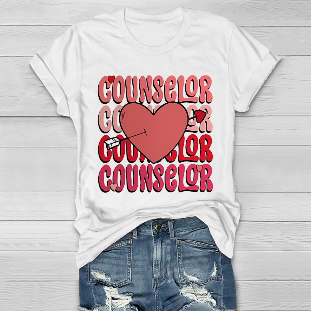 Counselor Love Heart Graphic Healthwear T-shirt