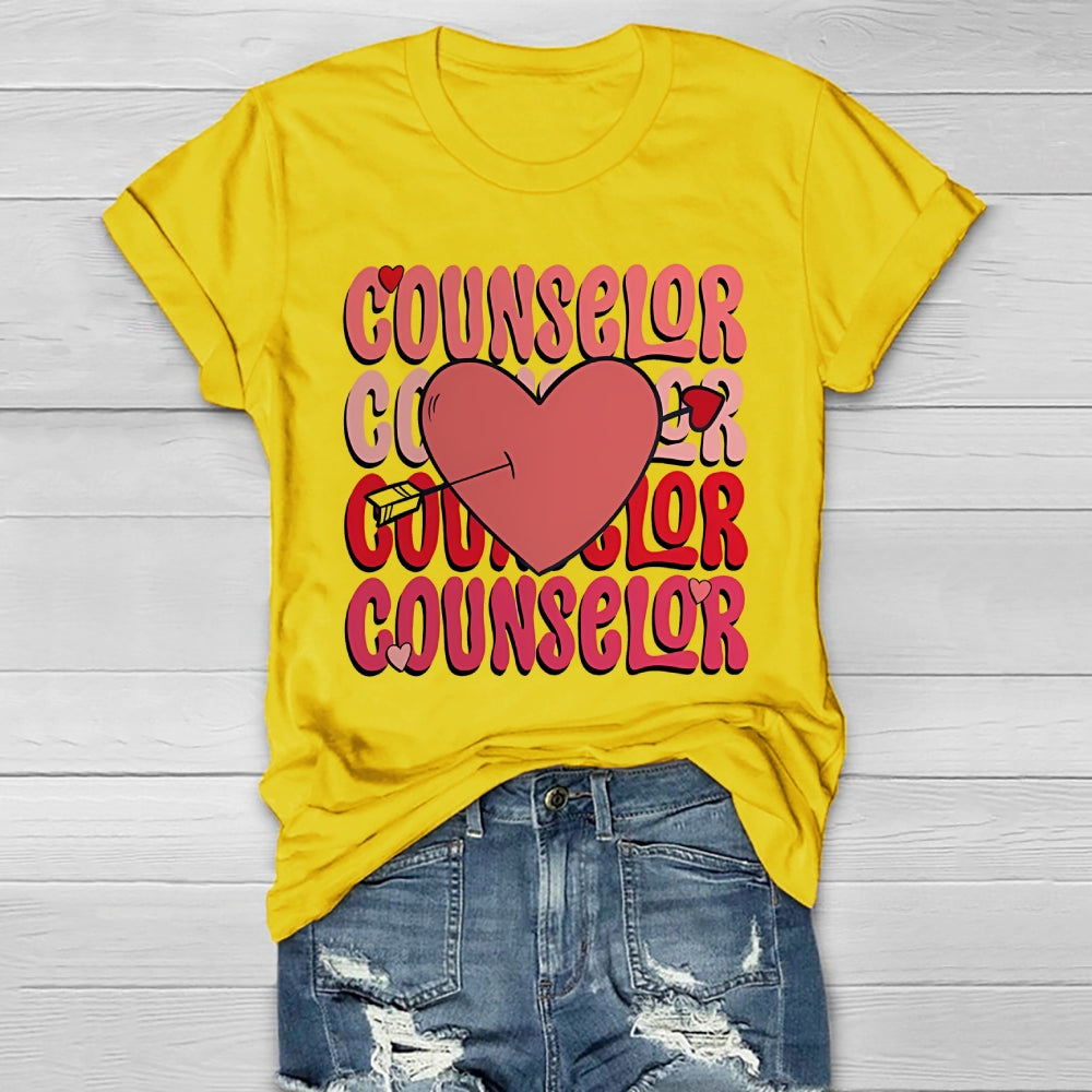 Counselor Love Heart Graphic Healthwear T-shirt