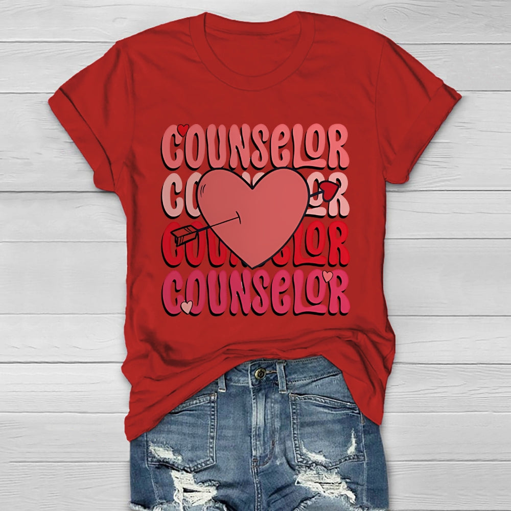 Counselor Love Heart Graphic Healthwear T-shirt