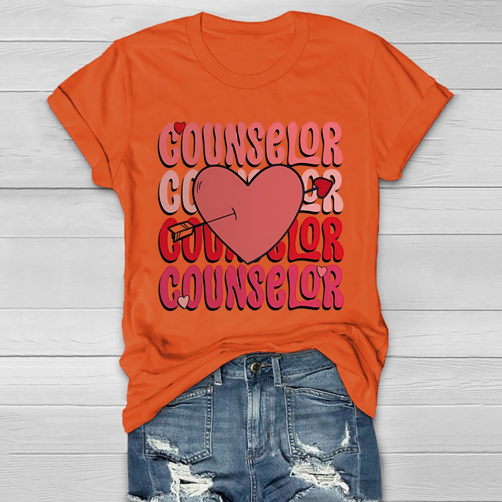 Counselor Love Heart Graphic Healthwear T-shirt