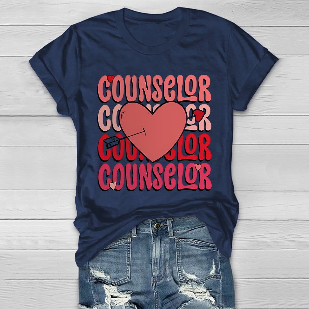 Counselor Love Heart Graphic Healthwear T-shirt