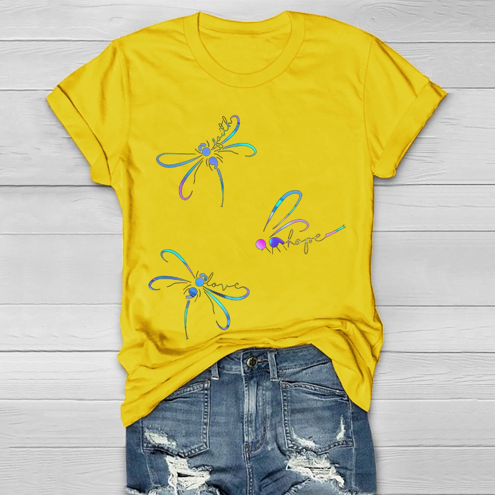 Faith Hope Love Dragonfly Healthwear T-shirt