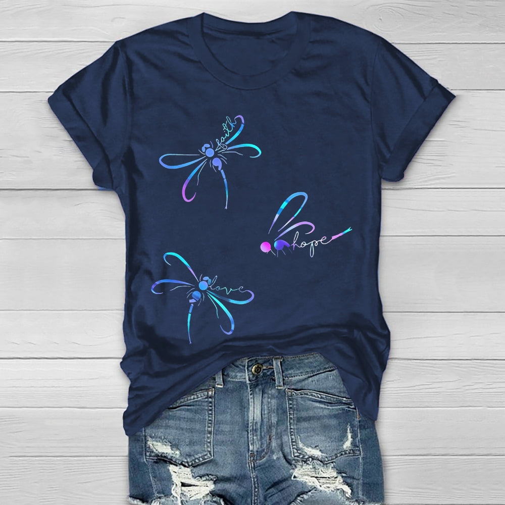 Faith Hope Love Dragonfly Healthwear T-shirt
