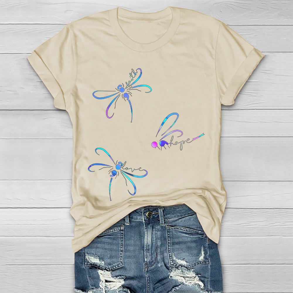 Faith Hope Love Dragonfly Healthwear T-shirt