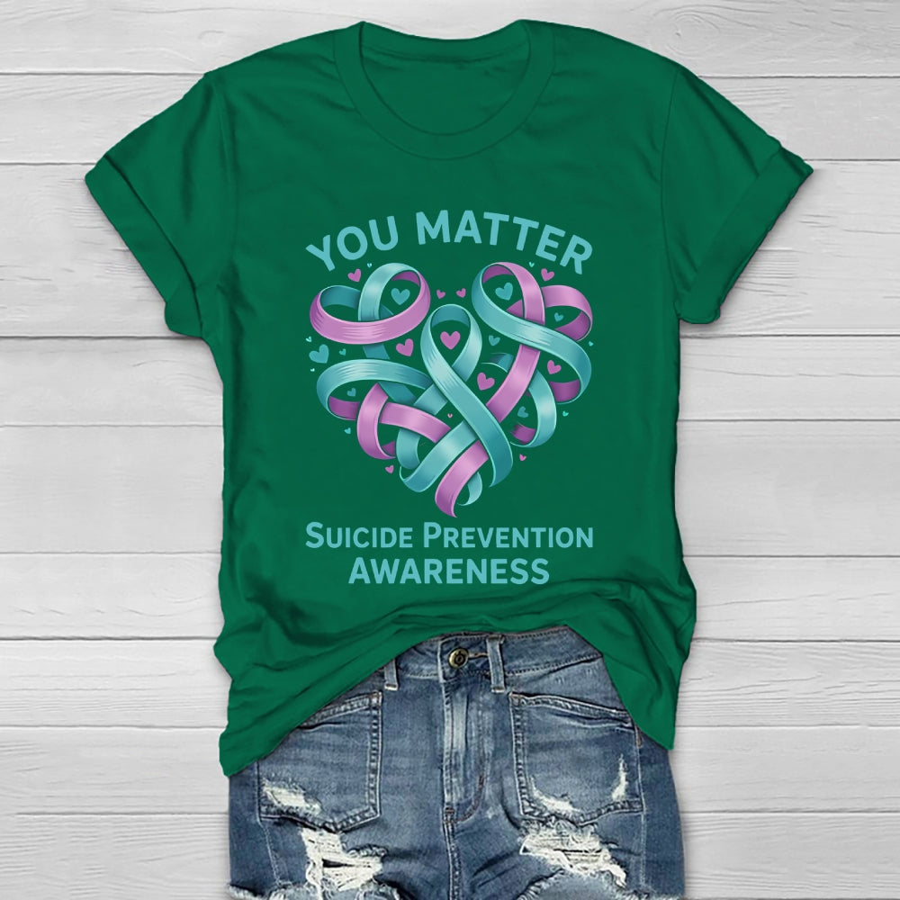 You Matter Suicide Prevention Awareness Teal Purple Heart Healthwear T-shirt