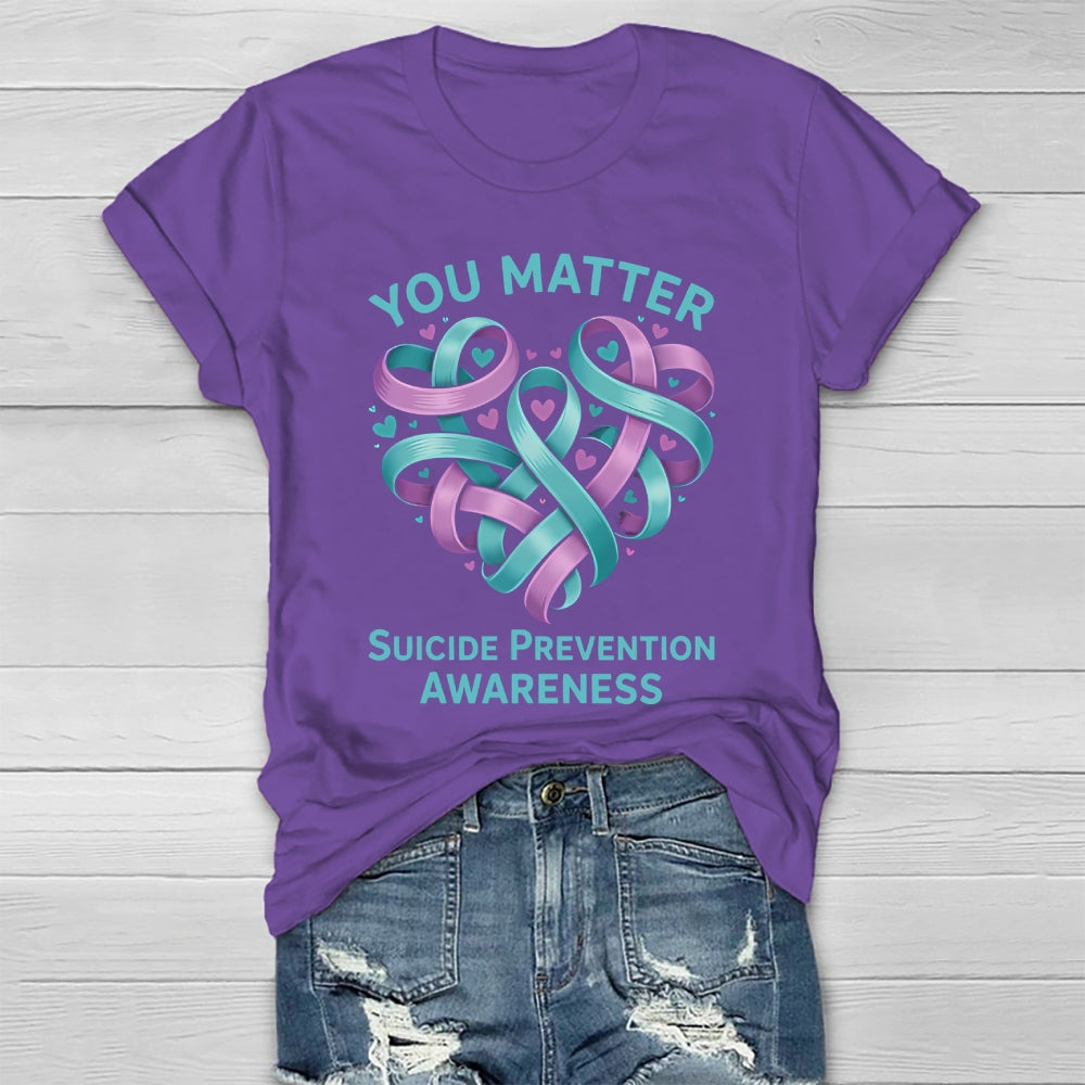 You Matter Suicide Prevention Awareness Teal Purple Heart Healthwear T-shirt