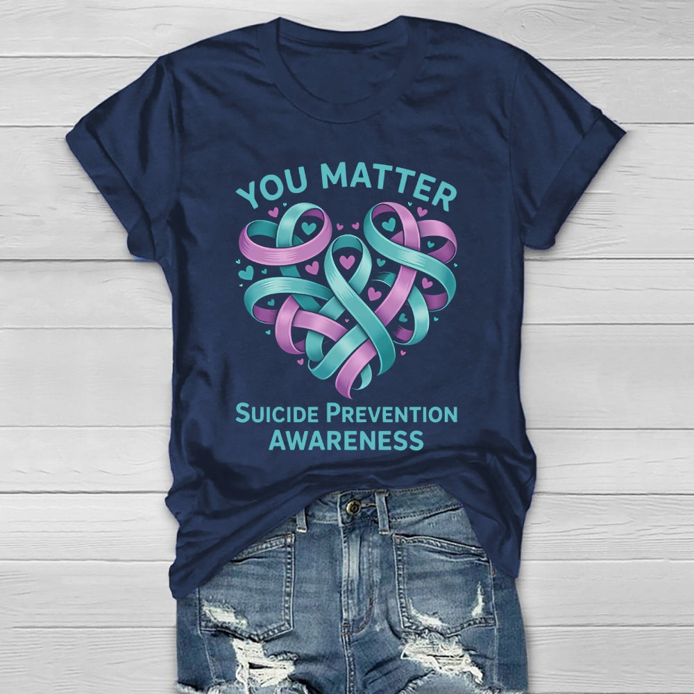 You Matter Suicide Prevention Awareness Teal Purple Heart Healthwear T-shirt